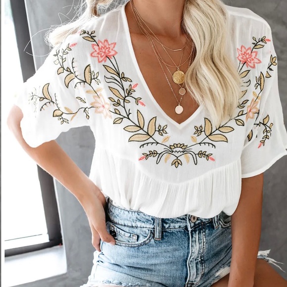 Vici Tops - Vici Harper Embroidered Top
